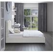 Maklaine Contemporary Rich Cream Linen Textured Fabric Twin Bed