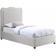 Maklaine Contemporary Rich Cream Linen Textured Fabric Twin Bed