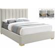 Maklaine Contemporary Rich Beige Linen Textured Fabric Full Bed