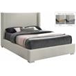 Maklaine Contemporary Rich Beige Linen Textured Fabric King Bed
