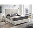 Maklaine Contemporary Rich Beige Linen Textured Fabric King Bed