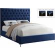 Maklaine Contemporary Solid Wood Tufted Velvet Full Bed in Navy