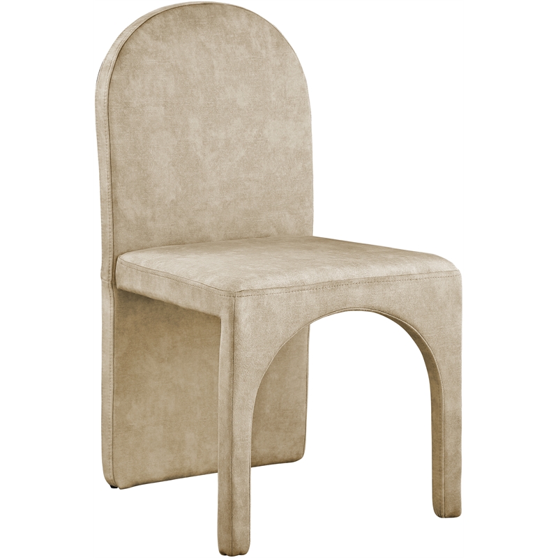 Maklaine Contemporary Beige Velvet Dining Side Chair (Set of 2)