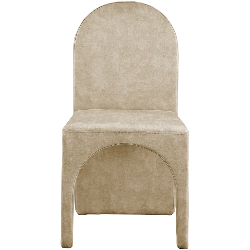 Maklaine Contemporary Beige Velvet Dining Side Chair (Set of 2)
