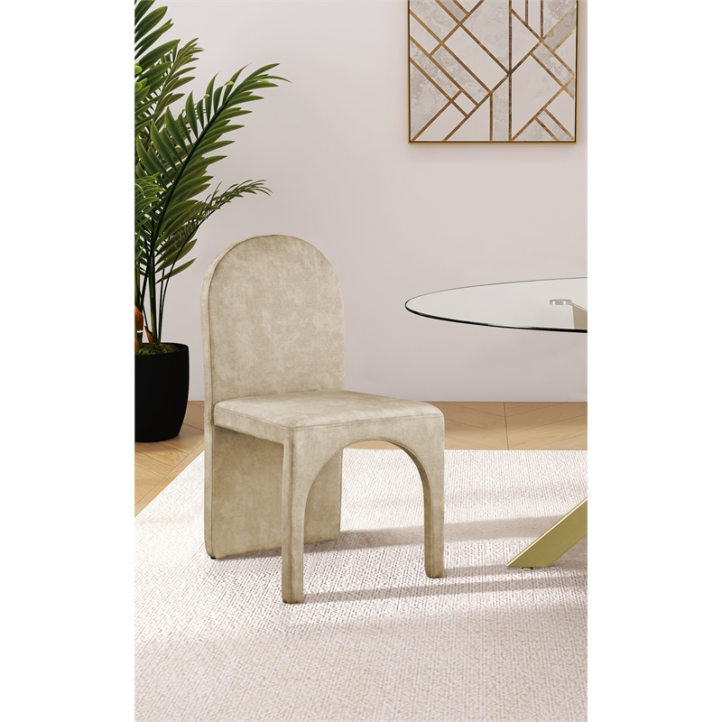 Maklaine Contemporary Beige Velvet Dining Side Chair (Set of 2)