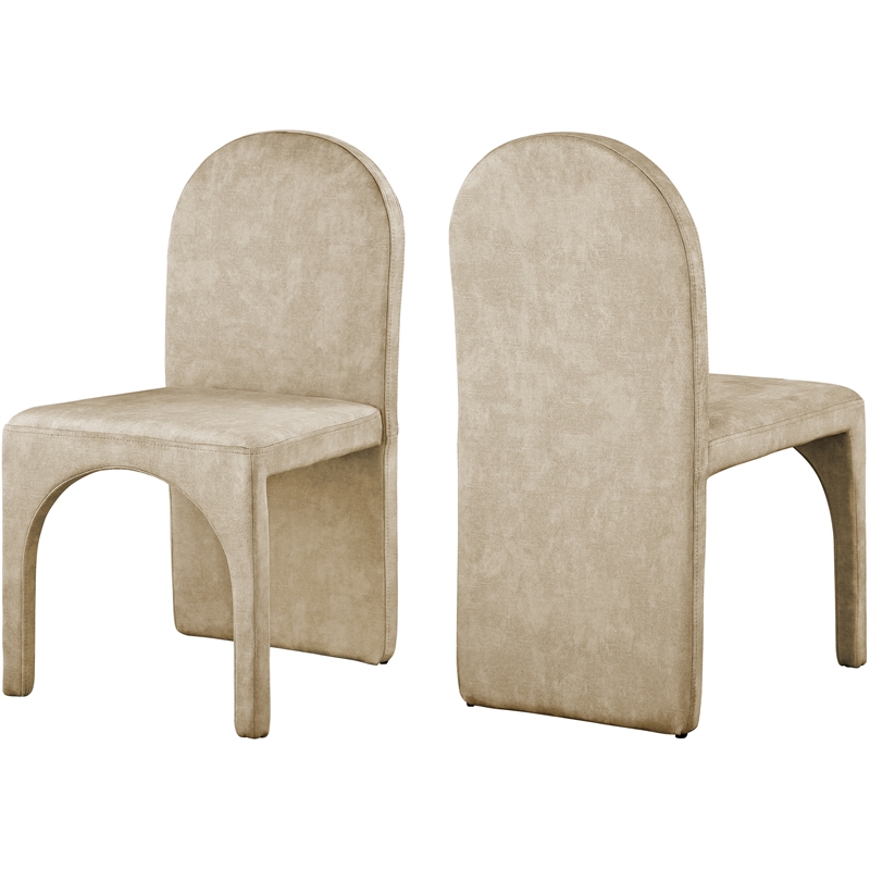 Maklaine Contemporary Beige Velvet Dining Side Chair (Set of 2)