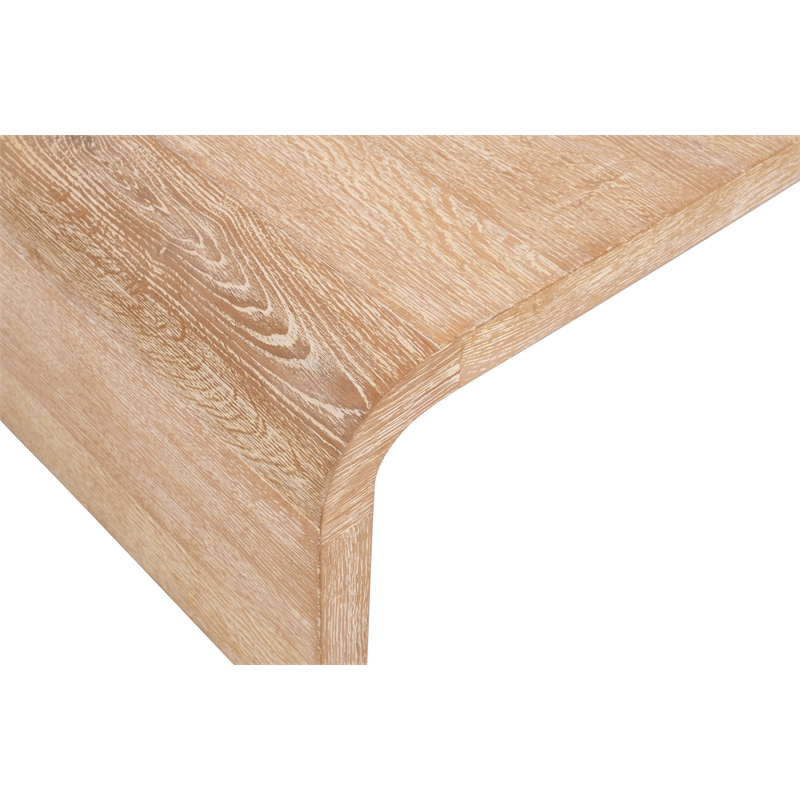 Maklaine Contemporary Natural White Finish Oak Wood Coffee Table