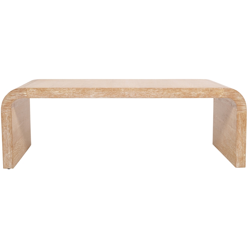 Maklaine Contemporary Natural White Finish Oak Wood Coffee Table