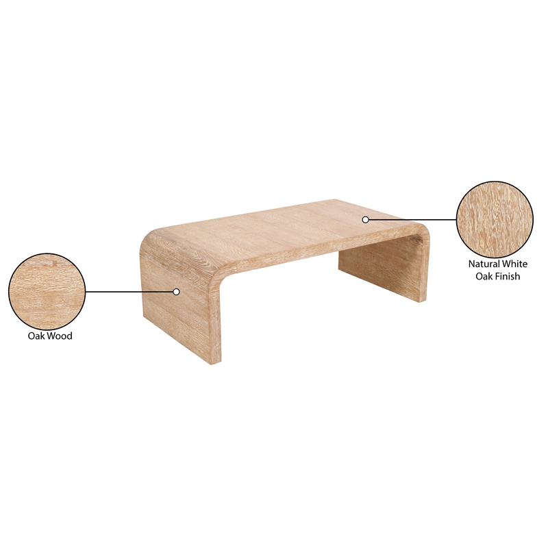 Maklaine Contemporary Natural White Finish Oak Wood Coffee Table