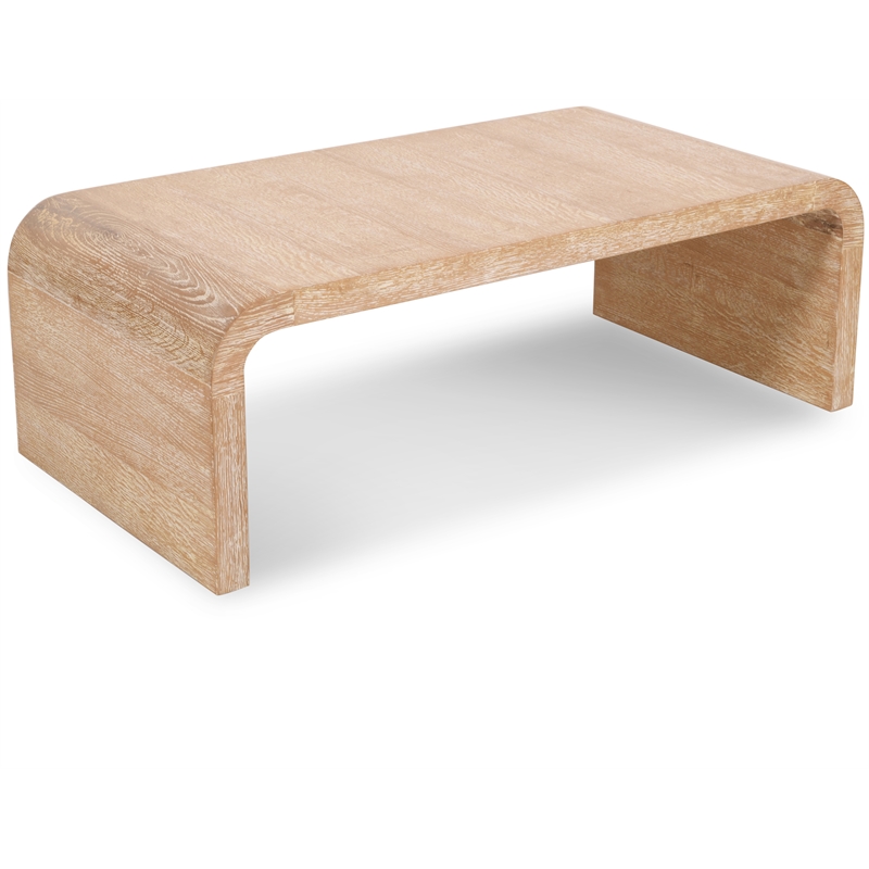 Maklaine Contemporary Natural White Finish Oak Wood Coffee Table