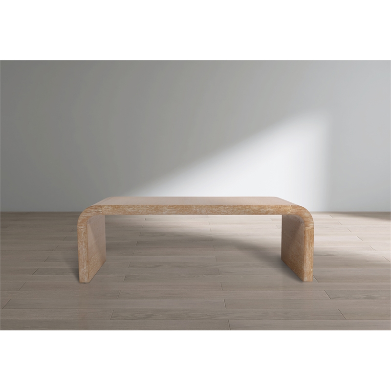 Maklaine Contemporary Natural White Finish Oak Wood Coffee Table