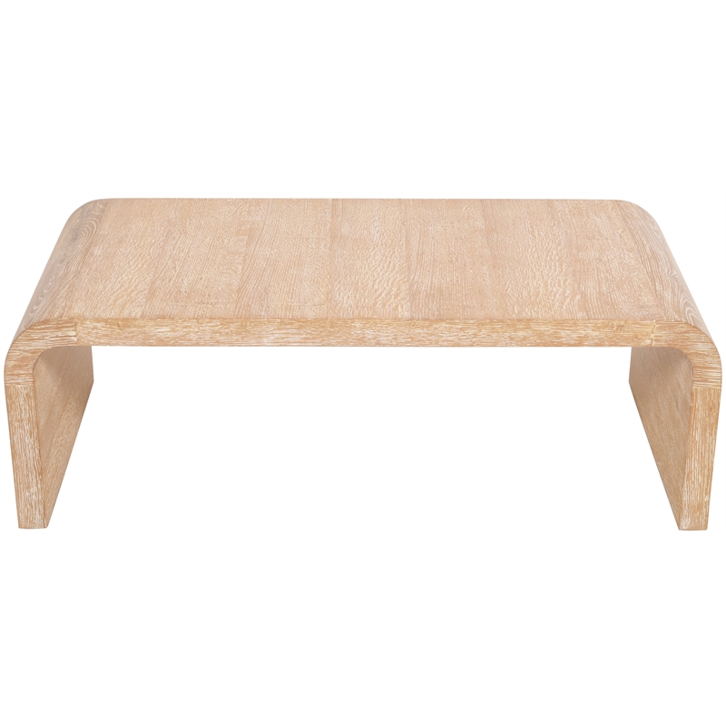 Maklaine Contemporary Natural White Finish Oak Wood Coffee Table