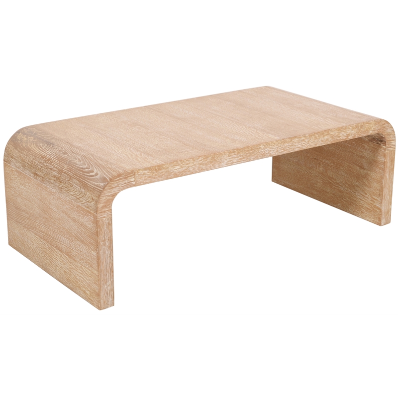 Maklaine Contemporary Natural White Finish Oak Wood Coffee Table