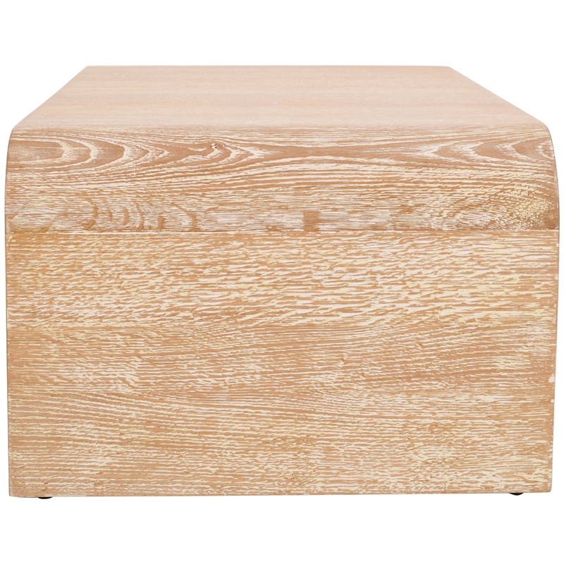 Maklaine Contemporary Natural White Finish Oak Wood Coffee Table