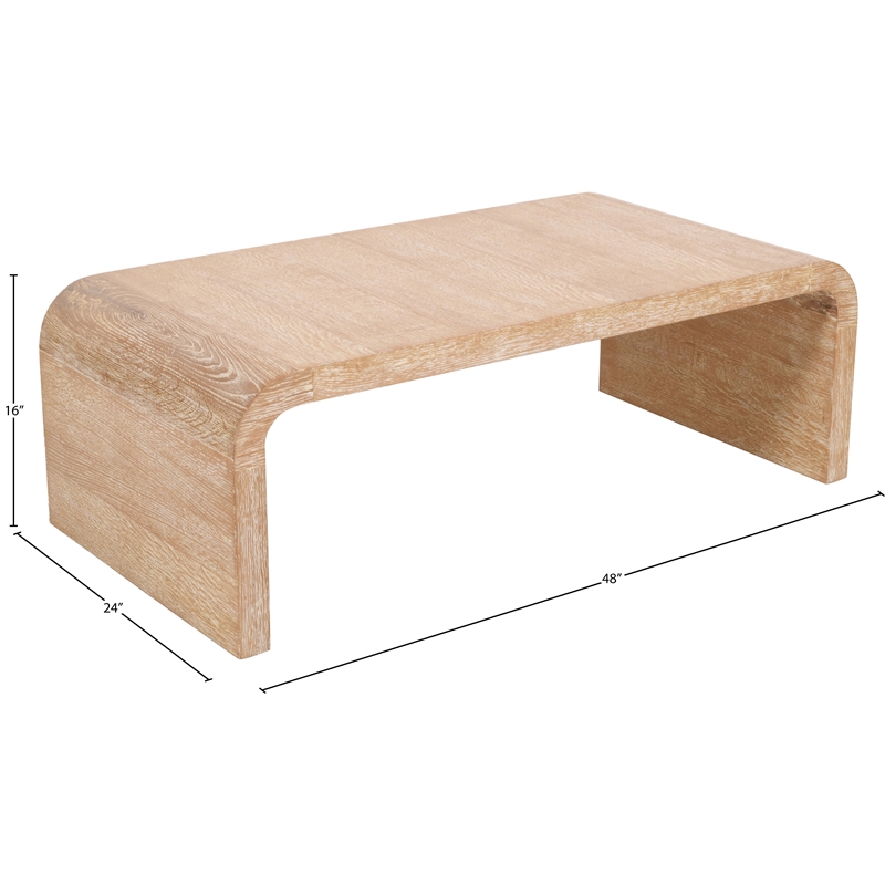 Maklaine Contemporary Natural White Finish Oak Wood Coffee Table