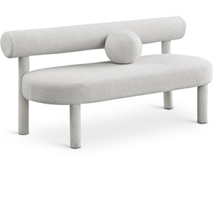 maklaine contemporary soft rich cream finish boucle fabric bench