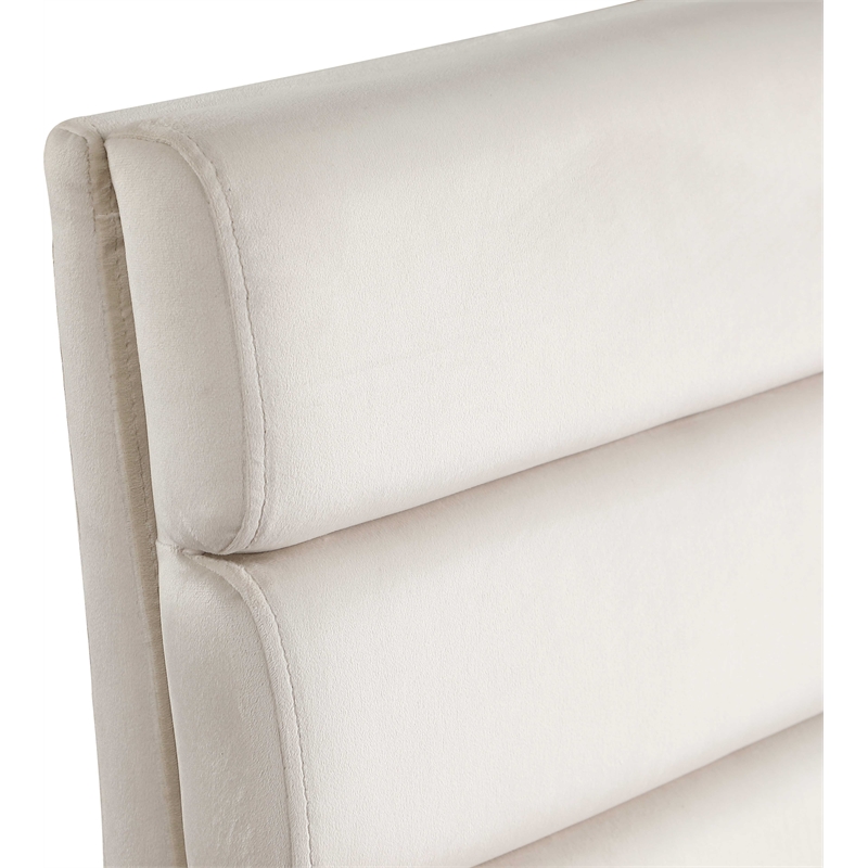 Maklaine Contemporary Soft Rich Cream Finish Velvet Dining Chair