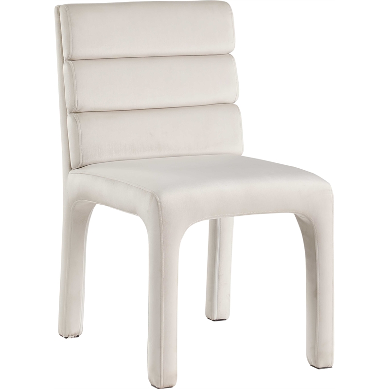 Maklaine Contemporary Soft Rich Cream Finish Velvet Dining Chair
