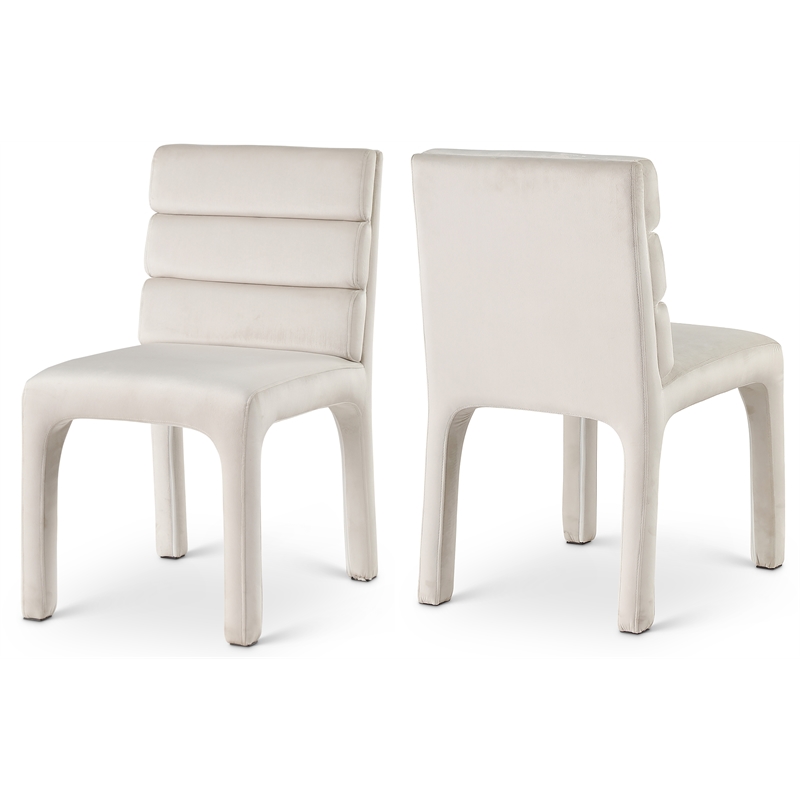 Maklaine Contemporary Soft Rich Cream Finish Velvet Dining Chair