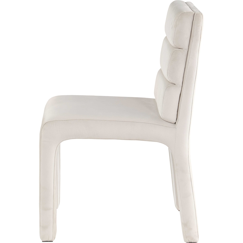 Maklaine Contemporary Soft Rich Cream Finish Velvet Dining Chair