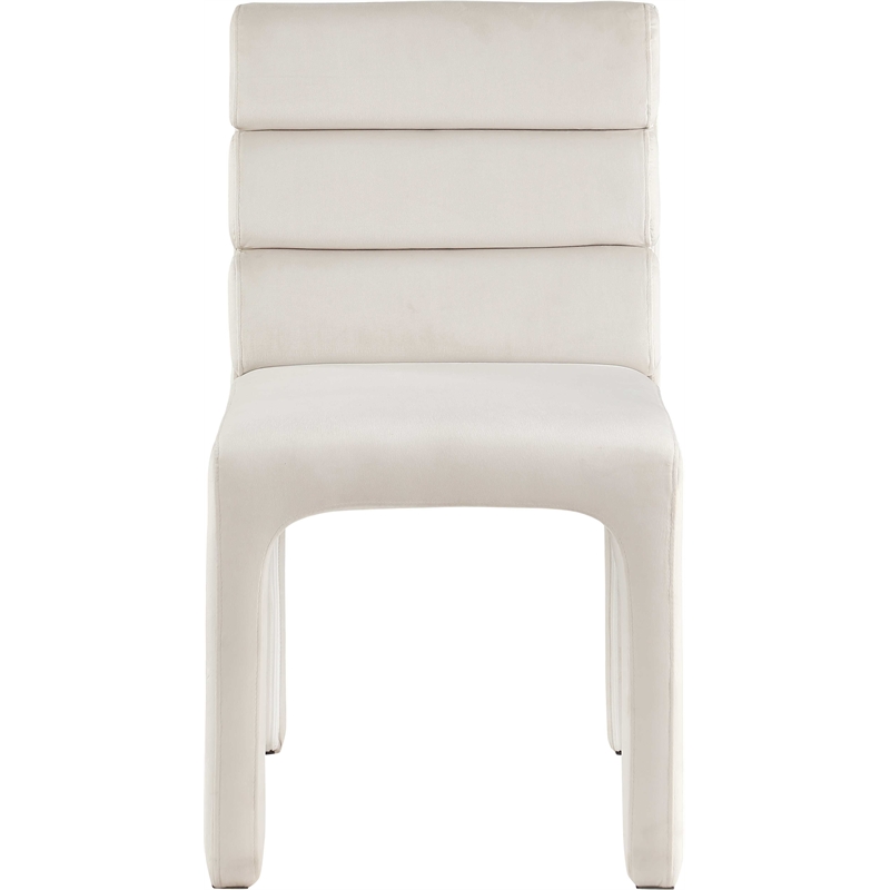 Maklaine Contemporary Soft Rich Cream Finish Velvet Dining Chair