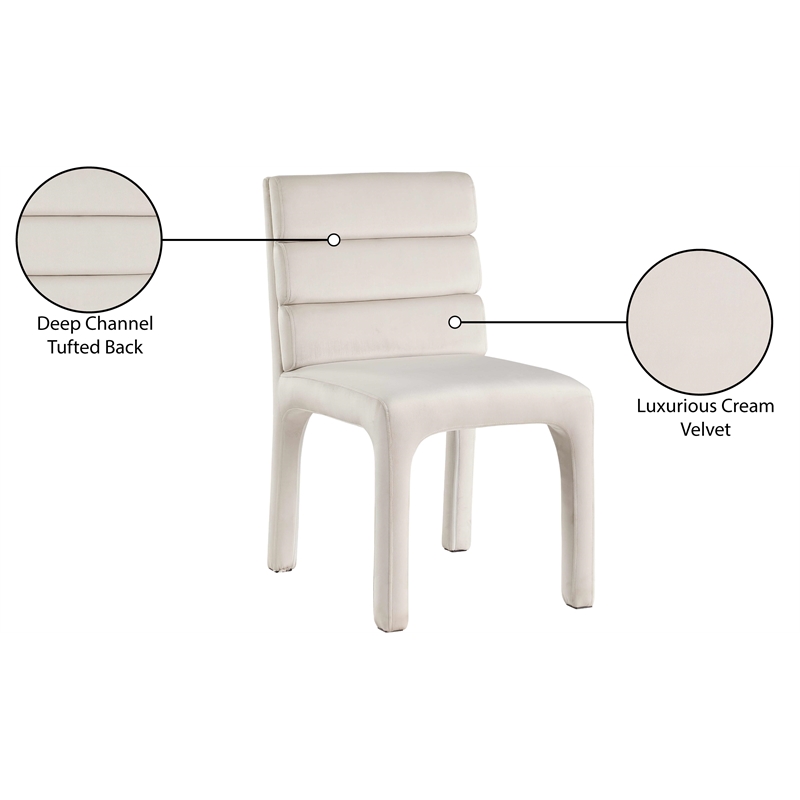 Maklaine Contemporary Soft Rich Cream Finish Velvet Dining Chair