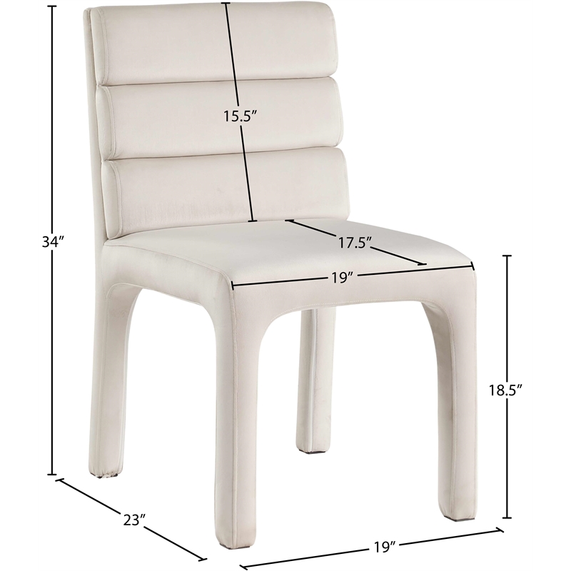 Maklaine Contemporary Soft Rich Cream Finish Velvet Dining Chair