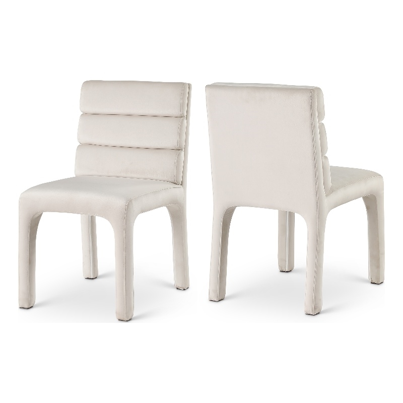 Maklaine Contemporary Soft Rich Cream Finish Velvet Dining Chair