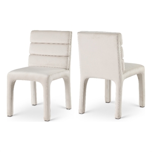 Maklaine Contemporary Soft Rich Cream Finish Velvet Dining Chair