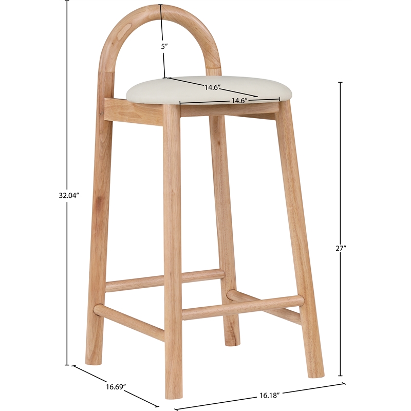 Maklaine Contemporary Soft Rich Cream Finish Vegan Leather Stool