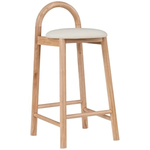 Maklaine Contemporary Soft Rich Cream Finish Vegan Leather Stool