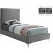 Maklaine Gray Velvet Twin Bed with Gold and Chrome Legs Included