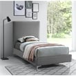 Maklaine Gray Velvet Twin Bed with Gold and Chrome Legs Included