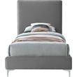 Maklaine Gray Velvet Twin Bed with Gold and Chrome Legs Included