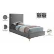 Maklaine Gray Velvet Twin Bed with Gold and Chrome Legs Included