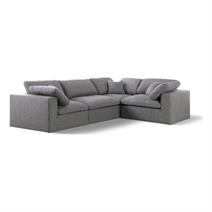 Maklaine Contemporary 114&quot Linen Fabric Modular Sectional in Gray