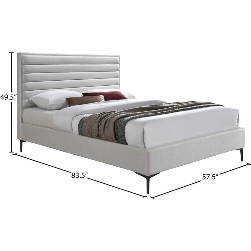 Maklaine Contemporary Soft Rich Cream Finish Tufted Linen Full Bed