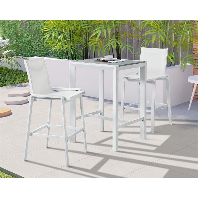 Maklaine Contemporary White Outdoor Patio Mesh Barstool (Set of 2)