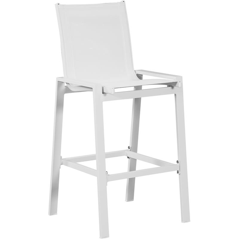 Maklaine Contemporary White Outdoor Patio Mesh Barstool (Set of 2)