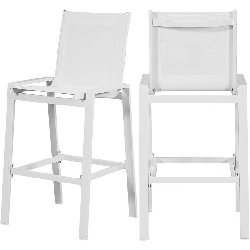Maklaine Contemporary White Outdoor Patio Mesh Barstool (Set of 2)