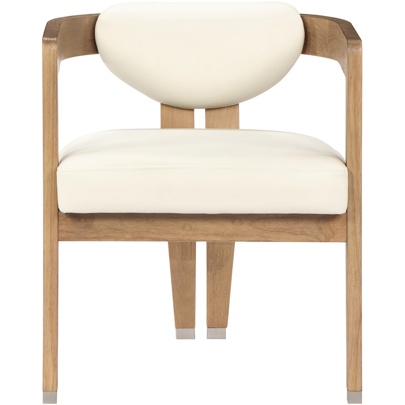 Maklaine Solid Wood Cream Dining Chair Rectangular Vegan Leather 24