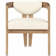 Maklaine Solid Wood Cream Dining Chair Rectangular Vegan Leather 24