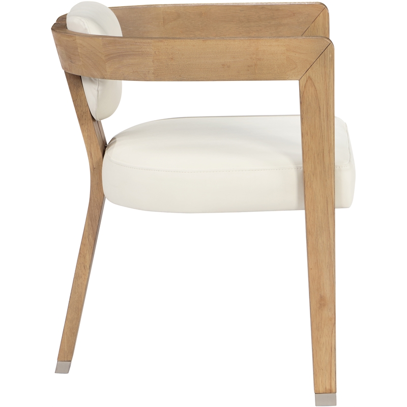 Maklaine Solid Wood Cream Dining Chair Rectangular Vegan Leather 24
