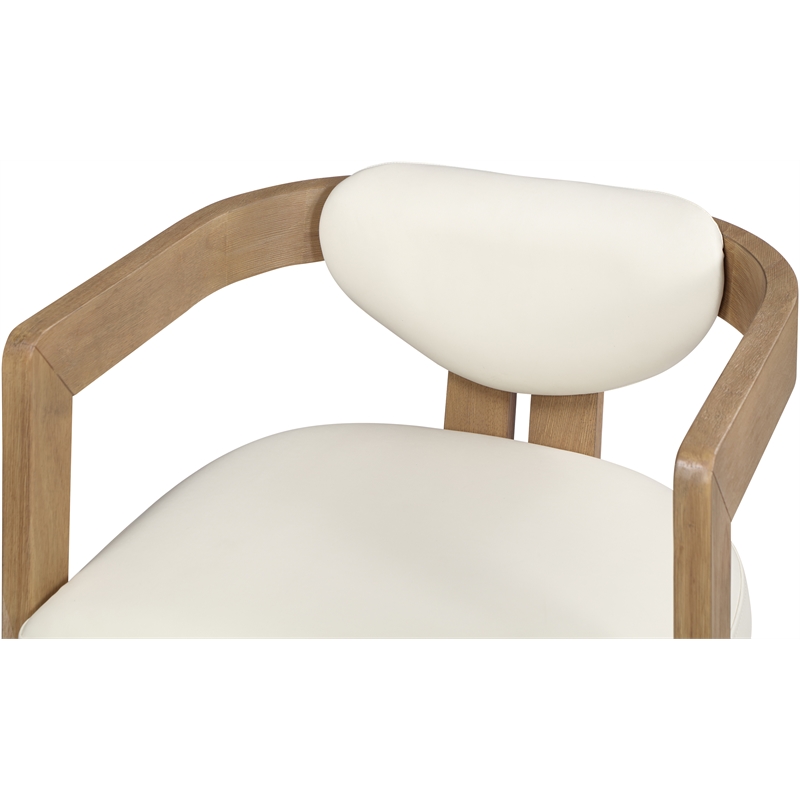 Maklaine Solid Wood Cream Dining Chair Rectangular Vegan Leather 24