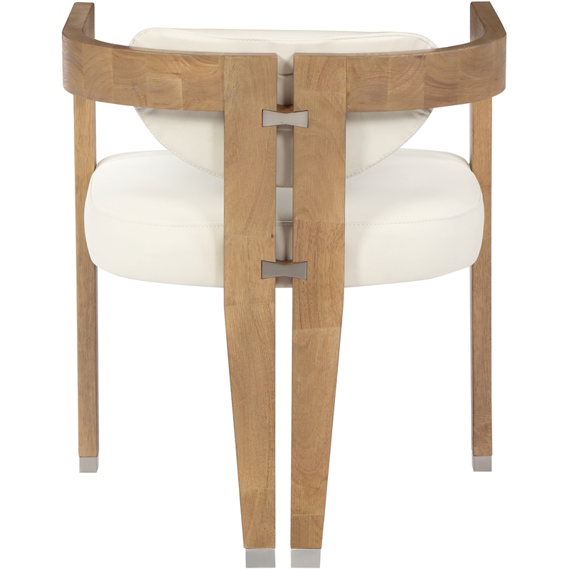 Maklaine Solid Wood Cream Dining Chair Rectangular Vegan Leather 24