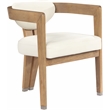 Maklaine Solid Wood Cream Dining Chair Rectangular Vegan Leather 24