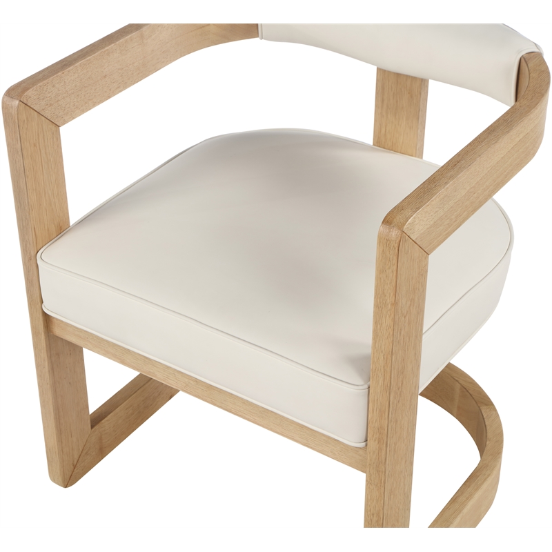 Maklaine Vegan Leather Cream Dining Chair Rectangular Contemporary 24