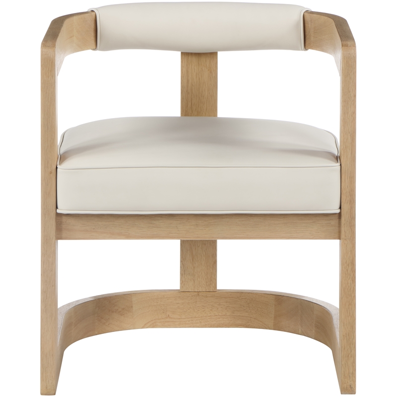 Maklaine Vegan Leather Cream Dining Chair Rectangular Contemporary 24