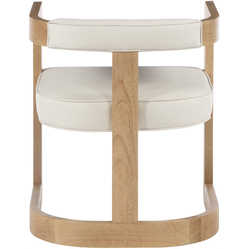 Maklaine Vegan Leather Cream Dining Chair Rectangular Contemporary 24