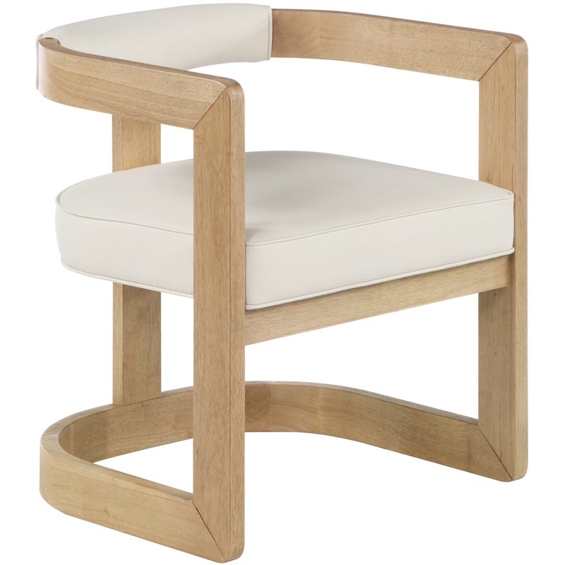 Maklaine Vegan Leather Cream Dining Chair Rectangular Contemporary 24